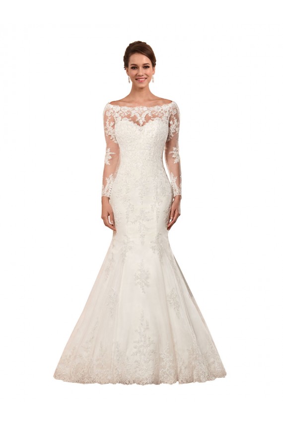 Outlet Ivoire Sirène Bateau Dentelle Robes de mariée