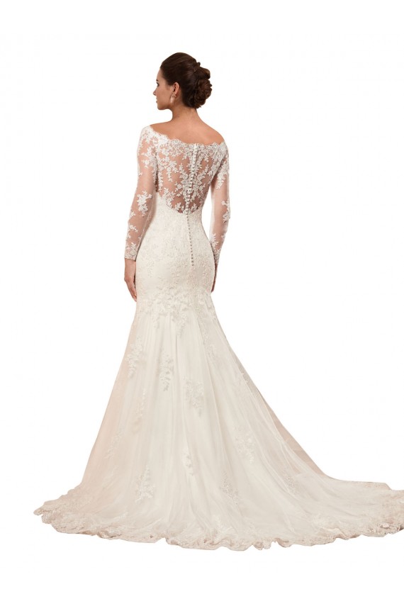 Outlet Ivoire Sirène Bateau Dentelle Robes de mariée