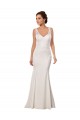 Outlet Ivoire Sirène Col V Dentelle Crêpe Stretch Robes de mariée