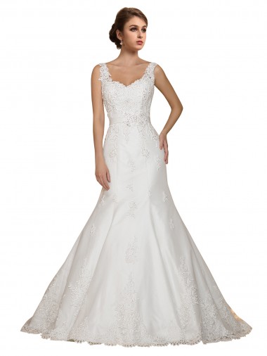 Outlet Ivoire Sirène Col V Dentelle Robes de mariée