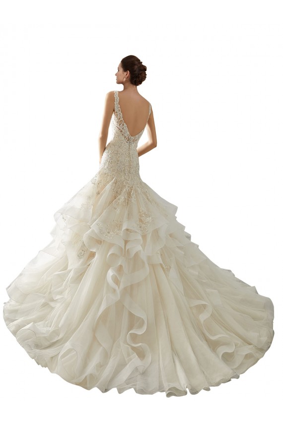 Outlet Ivoire Sirène Col V Tulle Robes de mariée
