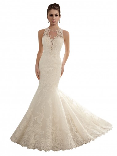 Outlet Ivoire Sirène Illusion Dentelle Robes de mariée