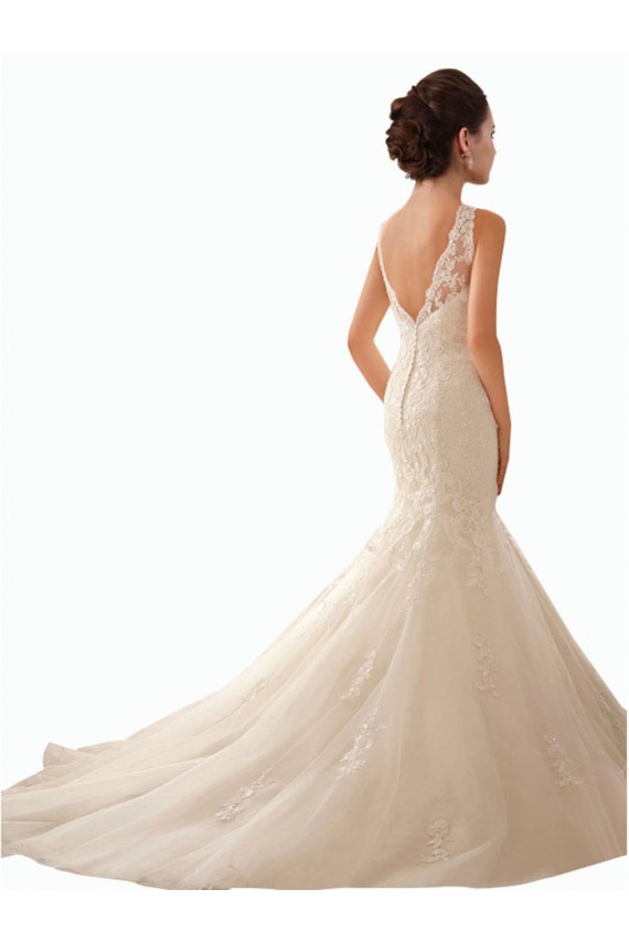 Outlet Ivoire Sirène Illusion Tulle Dentelle Robes de mariée