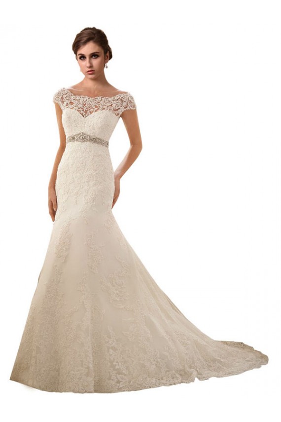 Outlet Ivoire Sirène Illusion Tulle Dentelle Robes de mariée