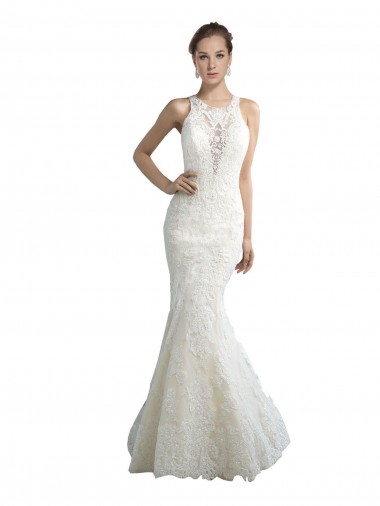 Outlet Ivoire Sirène Illusion Tulle Plage Robes de mariée
