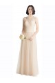 Outlet Ivoire Trapèze Bateau Illusion Tulle Dentelle Longue Robes demoiselle d'honneur