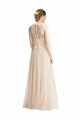 Outlet Ivoire Trapèze Bateau Illusion Tulle Dentelle Longue Robes demoiselle d'honneur