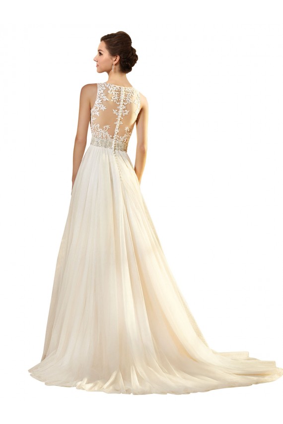 Outlet Ivoire Trapèze Col V Tulle Robes de mariée