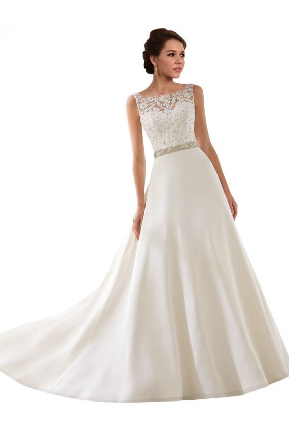Outlet Ivoire Trapèze Illusion Dentelle Robes de mariée