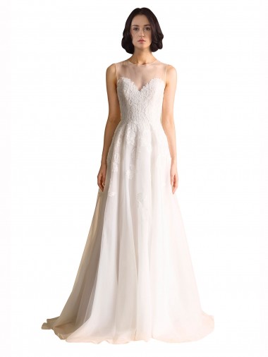 Outlet Ivoire Trapèze Illusion Tulle Robes de mariée