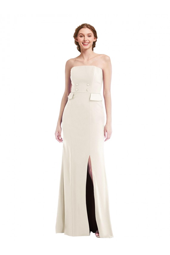 Outlet Ivoire Trompette Sans bretelle Crêpe Stretch Longue Robes demoiselle d'honneur / Robes de bal
