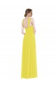 Outlet Jaune Trapèze Bretelles spaghetti Mousseline Longue Robes demoiselle d'honneur