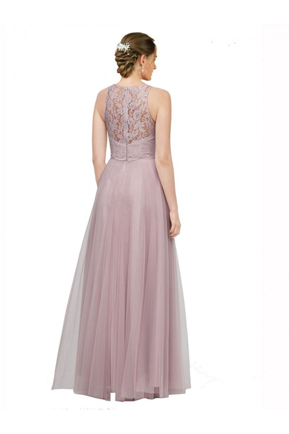 Outlet Light Lilac Trapèze Tulle Dentelle Longue Robes demoiselle d'honneur