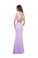 Outlet Lilas Colonne Col rond Mousseline Longue Robes demoiselle d'honneur
