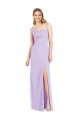 Outlet Lilas Sirène Bretelles spaghetti Col V Sans bretelle Mousseline Longue Robes demoiselle d'honneur