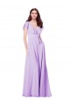 Outlet Lilas Trapèze Col V Mousseline Longue Robes demoiselle d'honneur