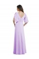 Outlet Lilas Trapèze Col V Mousseline Longue Robes demoiselle d'honneur
