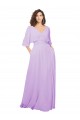 Outlet Lilas Trapèze Col V Mousseline Longue Robes demoiselle d'honneur