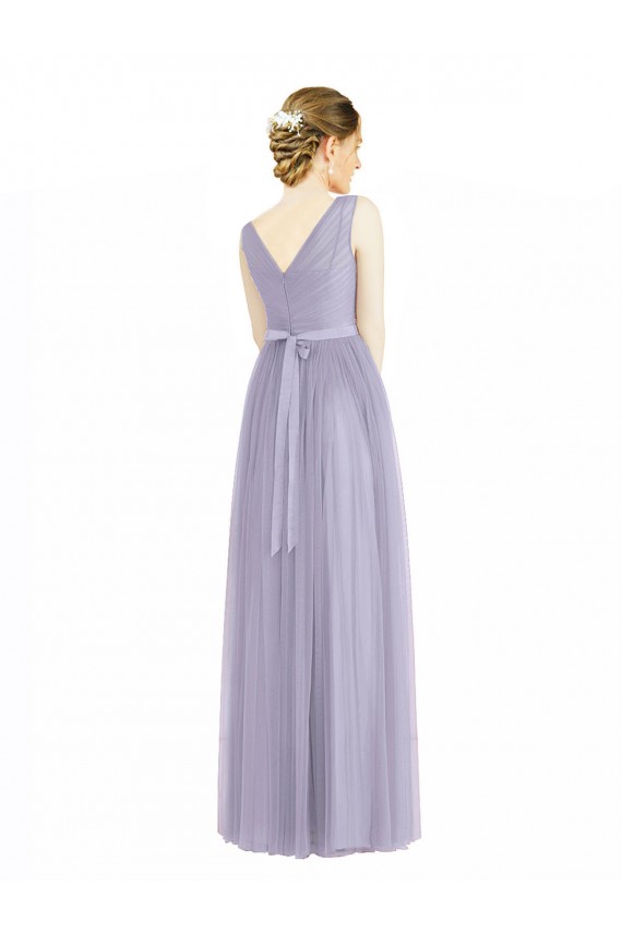 Outlet Lilas Trapèze Col V Tulle Longue Robes demoiselle d'honneur