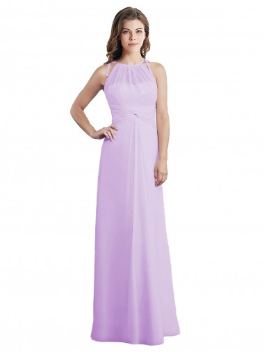 Outlet Lilas Trapèze Licou Mousseline Longue Robes demoiselle d'honneur