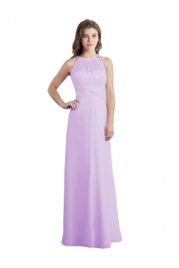 Outlet Lilas Trapèze Licou Mousseline Longue Robes demoiselle d'honneur