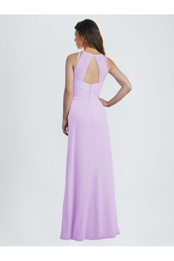 Outlet Lilas Trapèze Licou Mousseline Longue Robes demoiselle d'honneur