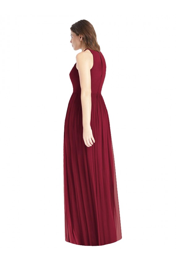 Outlet Lilas Trapèze Licou Mousseline Longue Robes demoiselle d'honneur