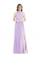 Outlet Lilas Trapèze Licou Mousseline Longue Robes demoiselle d'honneur