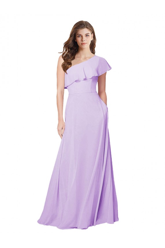 Outlet Lilas Trapèze Mousseline Longue Robes demoiselle d'honneur