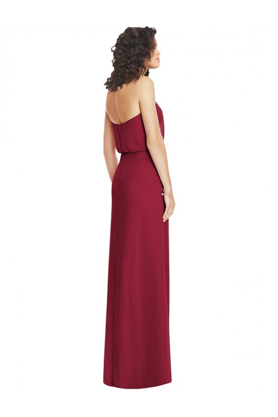 Outlet Lilas Trapèze Sans bretelle Mousseline Longue Robes demoiselle d'honneur