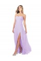 Outlet Lilas Trapèze Sans bretelle Mousseline Longue Robes demoiselle d'honneur