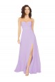 Outlet Lilas Trapèze Sans bretelle Mousseline Longue Robes demoiselle d'honneur