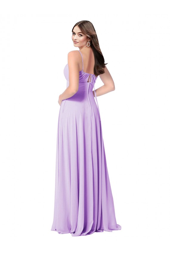 Outlet Lilas Trapèze Scoop Mousseline Longue Robes demoiselle d'honneur