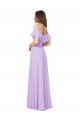 Outlet Lilas Trapèze Épaule Dénudée Sans bretelle Mousseline Longue Robes demoiselle d'honneur