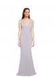 Outlet Lilas arctique Sirène Col V Crêpe Stretch Longue Formelles Robes demoiselle d'honneur / Robes de soirée / Robes de bal
