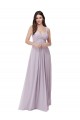 Outlet Lueur rose Trapèze Col V Mousseline Longue Robes demoiselle d'honneur
