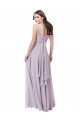 Outlet Lueur rose Trapèze Col V Mousseline Longue Robes demoiselle d'honneur