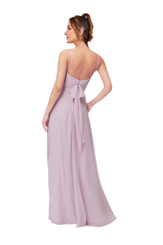 Outlet Lueur rose Trapèze Mousseline Longue Robes demoiselle d'honneur