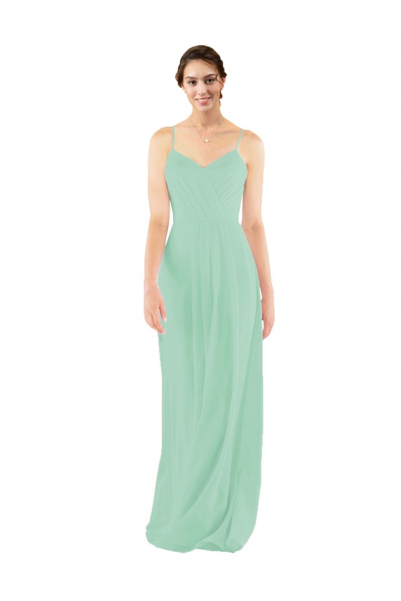 Outlet Menthe verte Fourreau Col V Mousseline Longue Robes demoiselle d'honneur