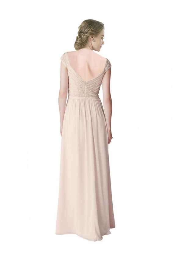 Outlet Menthe verte Trapèze Col V Mousseline Dentelle Longue Robes demoiselle d'honneur