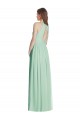 Outlet Menthe verte Trapèze Licou Mousseline Longue Robes demoiselle d'honneur