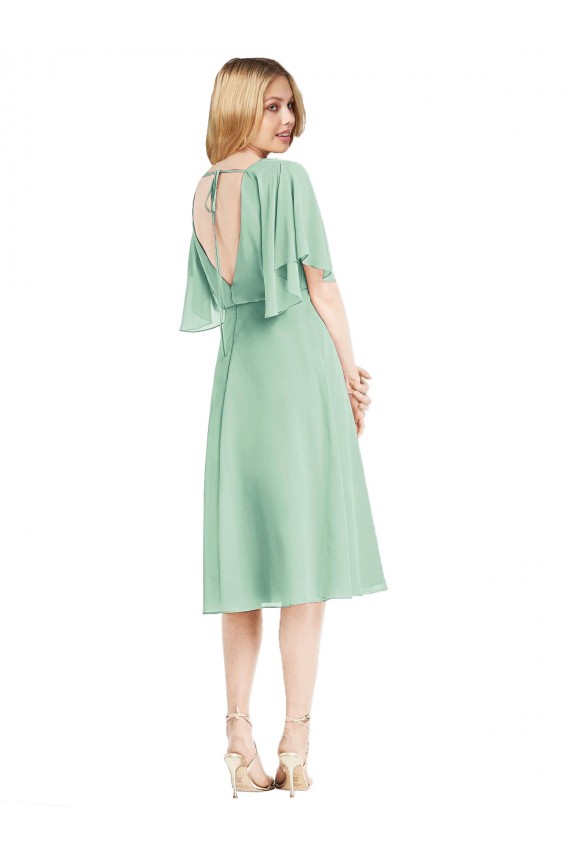 Outlet Menthe verte Trapèze Mousseline Courte Robes demoiselle d'honneur