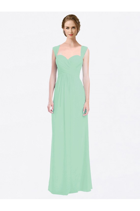 Outlet Menthe verte Trapèze Mousseline Longue Robes demoiselle d'honneur