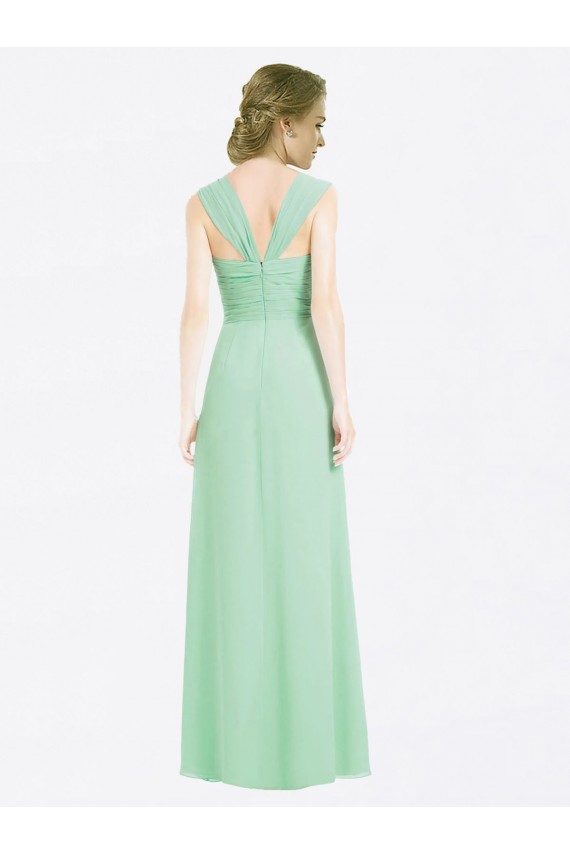 Outlet Menthe verte Trapèze Mousseline Longue Robes demoiselle d'honneur