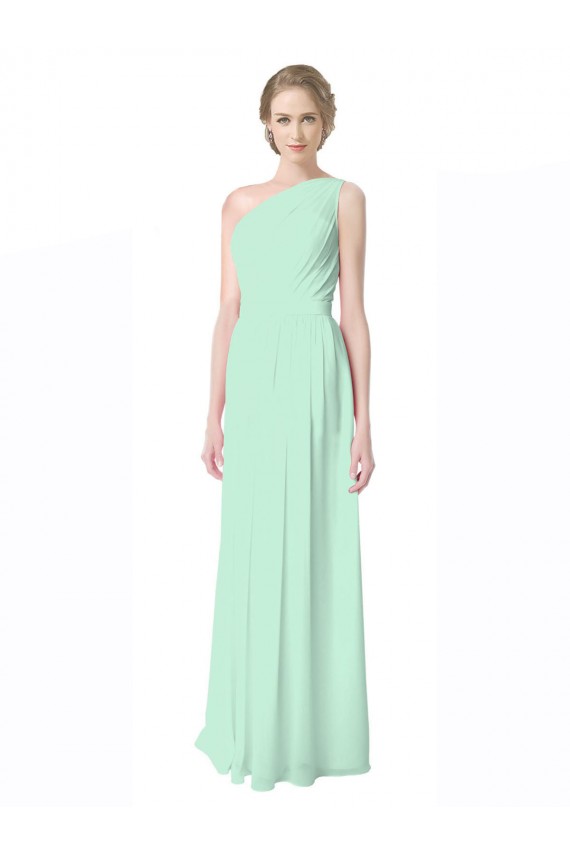 Outlet Menthe verte Trapèze Mousseline Longue Robes demoiselle d'honneur