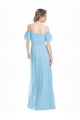 Outlet Menthe verte Trapèze Épaule Dénudée Bretelles spaghetti Mousseline Longue Robes demoiselle d'honneur