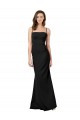 Outlet Noir Fourreau Bretelles spaghetti Col Carré Crêpe Stretch Longue Formelles Robes demoiselle d'honneur / Robes de soirée / Robes de bal