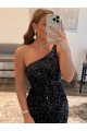 Outlet Noir Fourreau Courte Paillettes Velours Courte Robes de bal