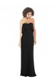 Outlet Noir Fourreau Sans bretelle Mousseline Longue Robes demoiselle d'honneur