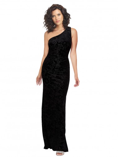 Outlet Noir Fourreau Velours Floral Velours Stretch Longue Robes demoiselle d'honneur